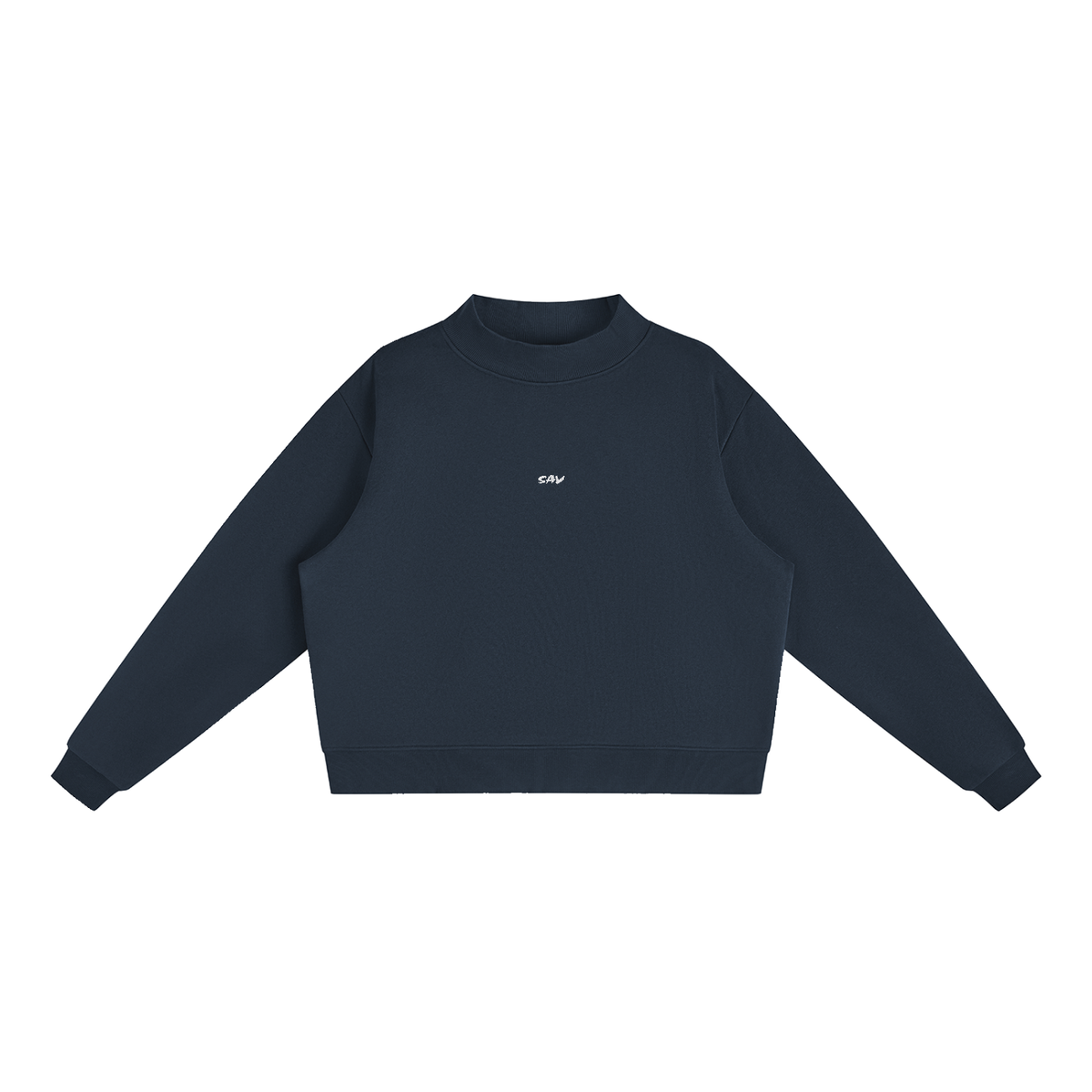 SAV Essential Fleece Mock-Neck Crew Sweatshirt