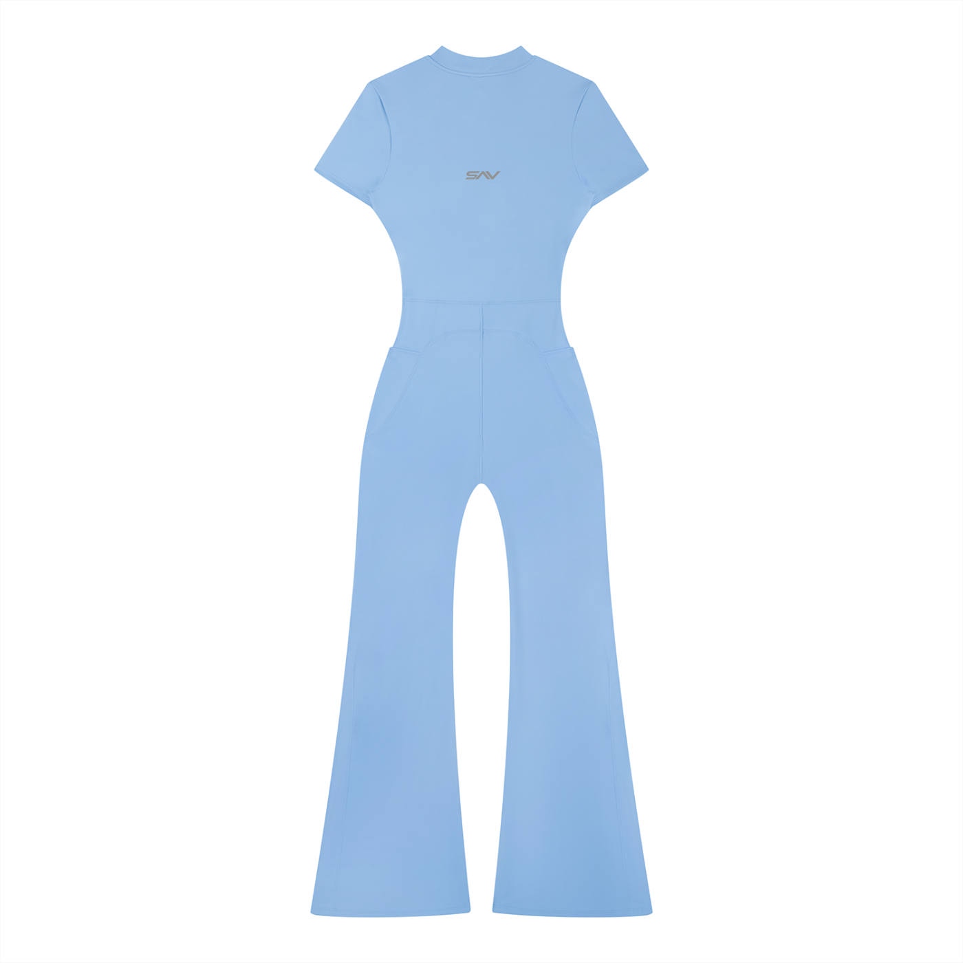 SAV Women’s Tight Flared Leg Quarter-Zip Jumpsuit
