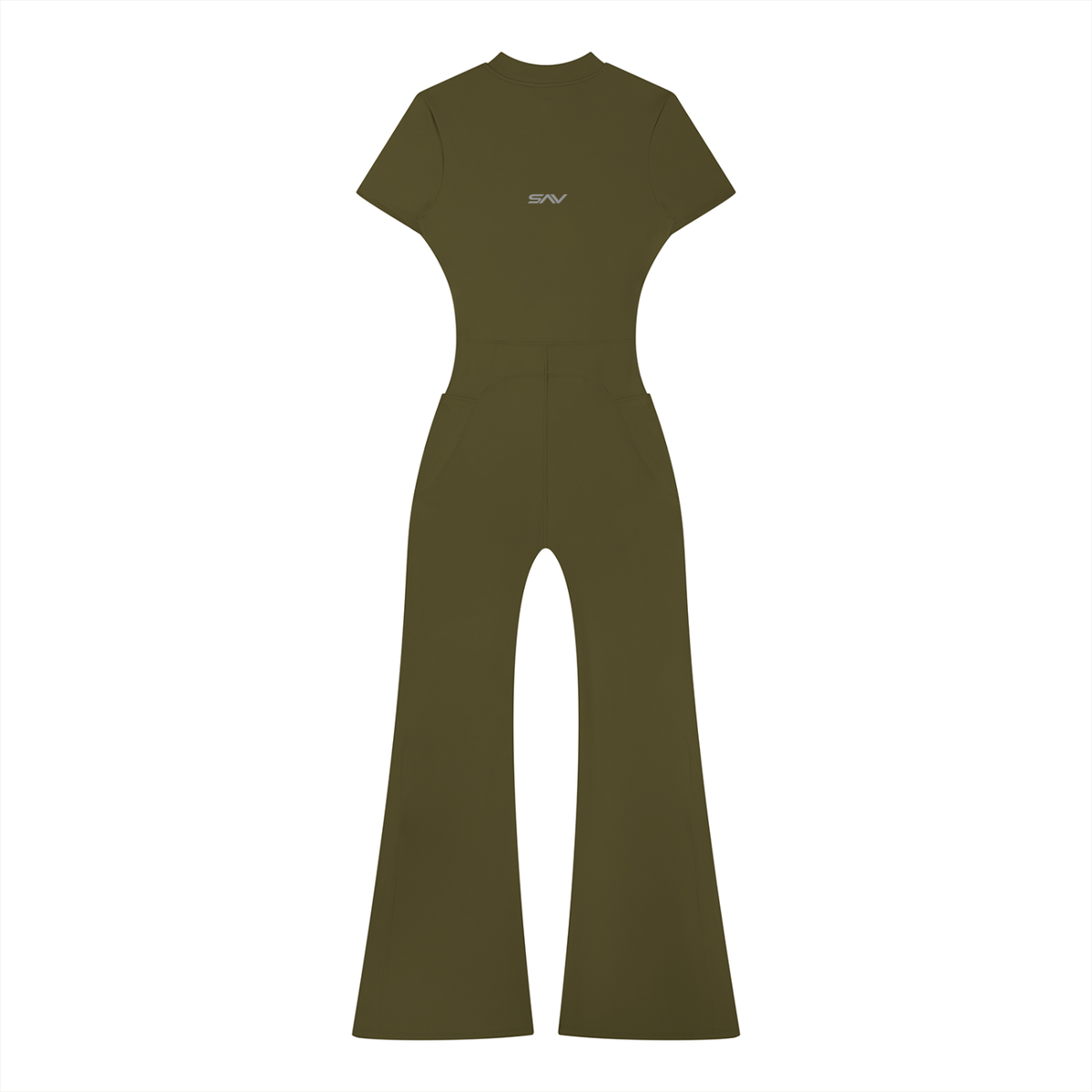 SAV Women’s Tight Flared Leg Quarter-Zip Jumpsuit