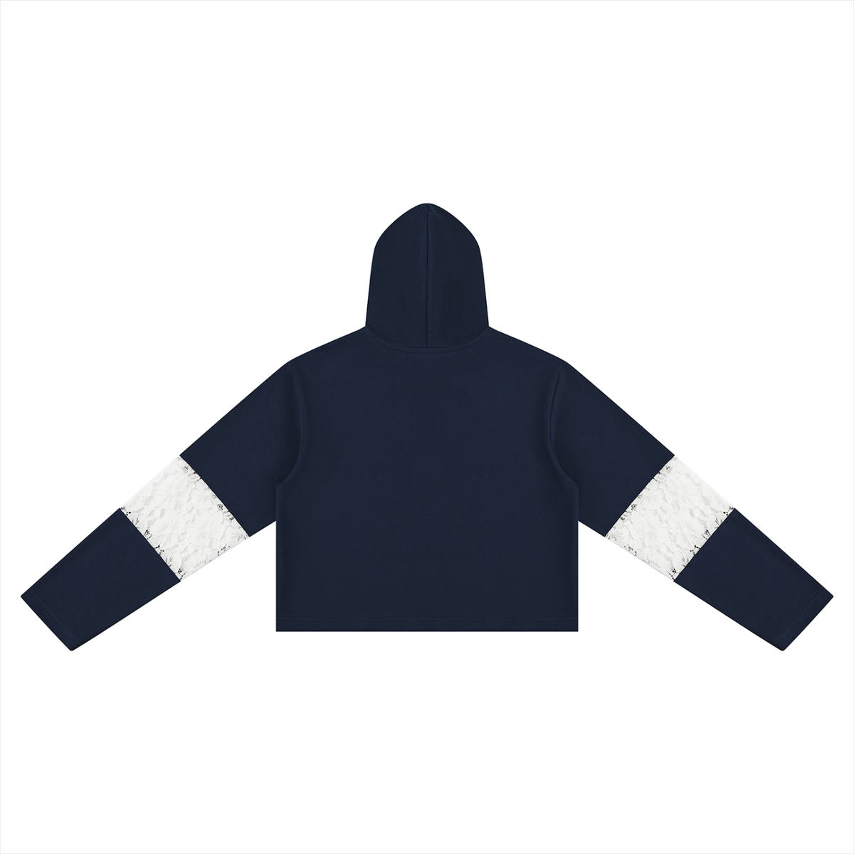 SAV Blank Women’s Cropped Lace-Panel Hoodie