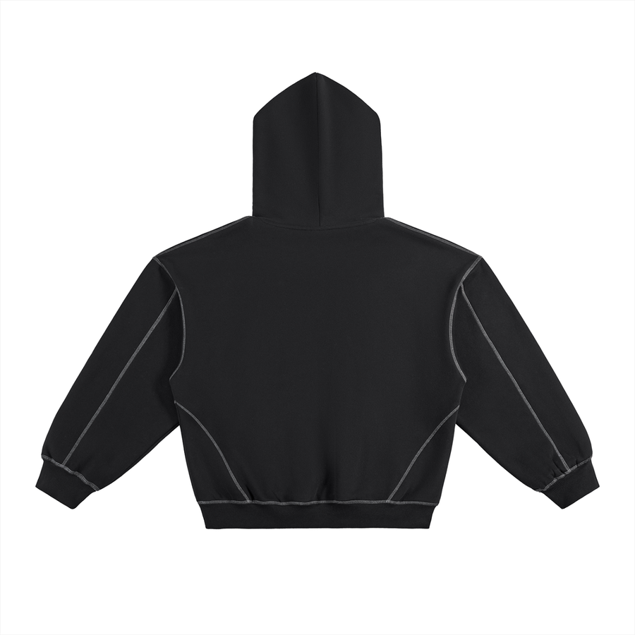 SAV Contrast-Stitched Boxy Fleece Hoodie