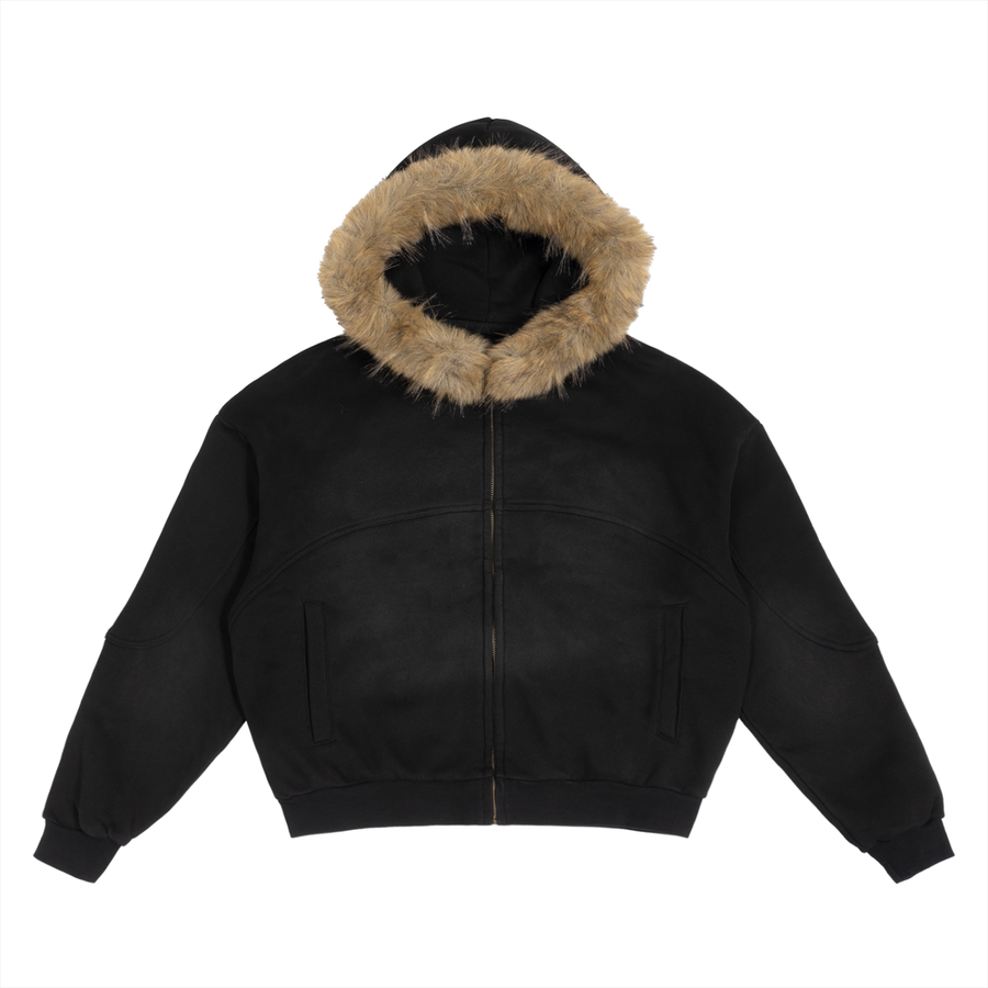 SAV Sun Fade Boxy Detachable Fur Hoodie