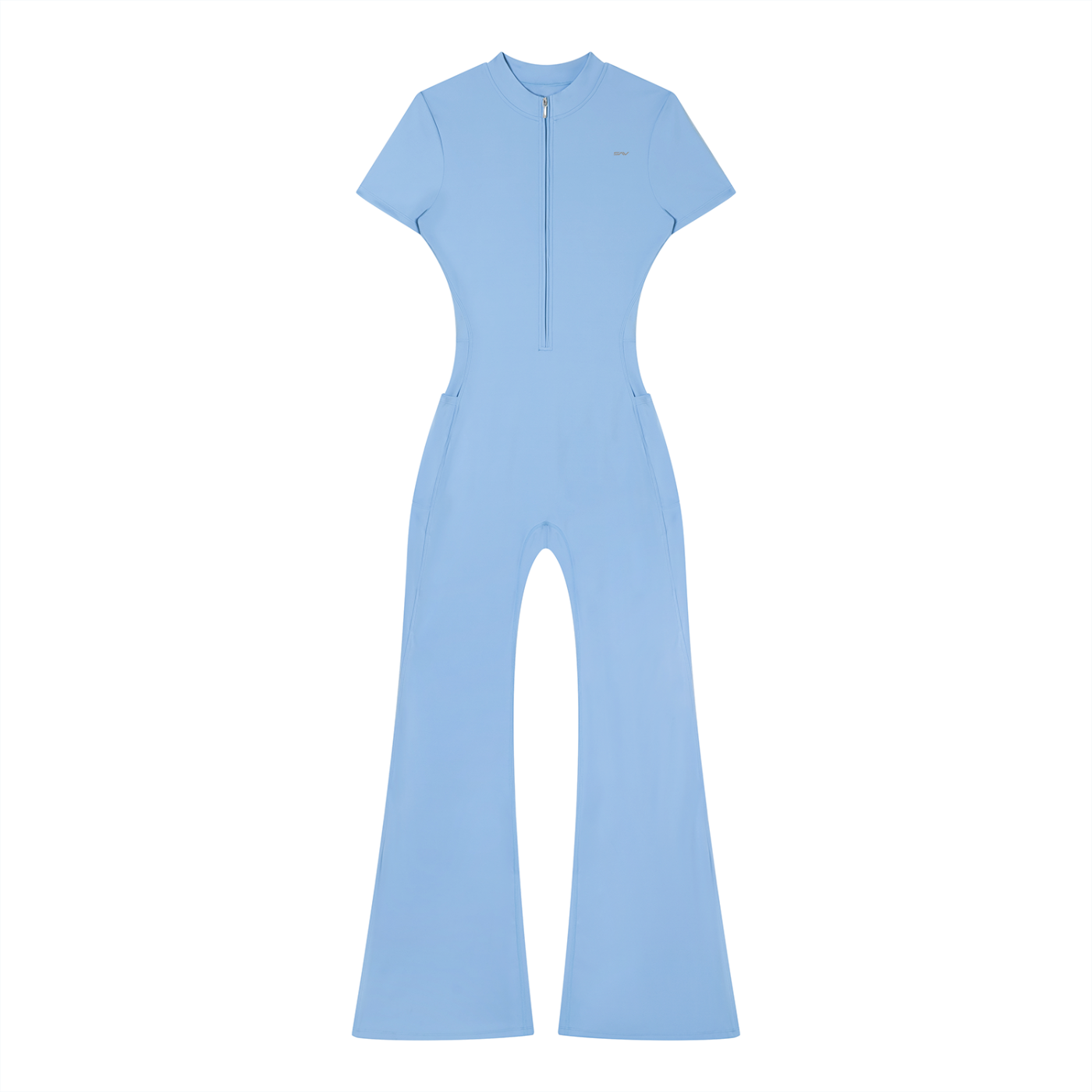SAV Women’s Tight Flared Leg Quarter-Zip Jumpsuit
