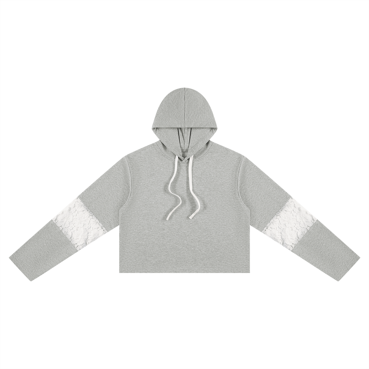 SAV Blank Women’s Cropped Lace-Panel Hoodie