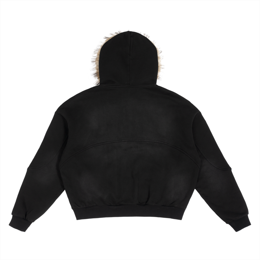 SAV Sun Fade Boxy Detachable Fur Hoodie