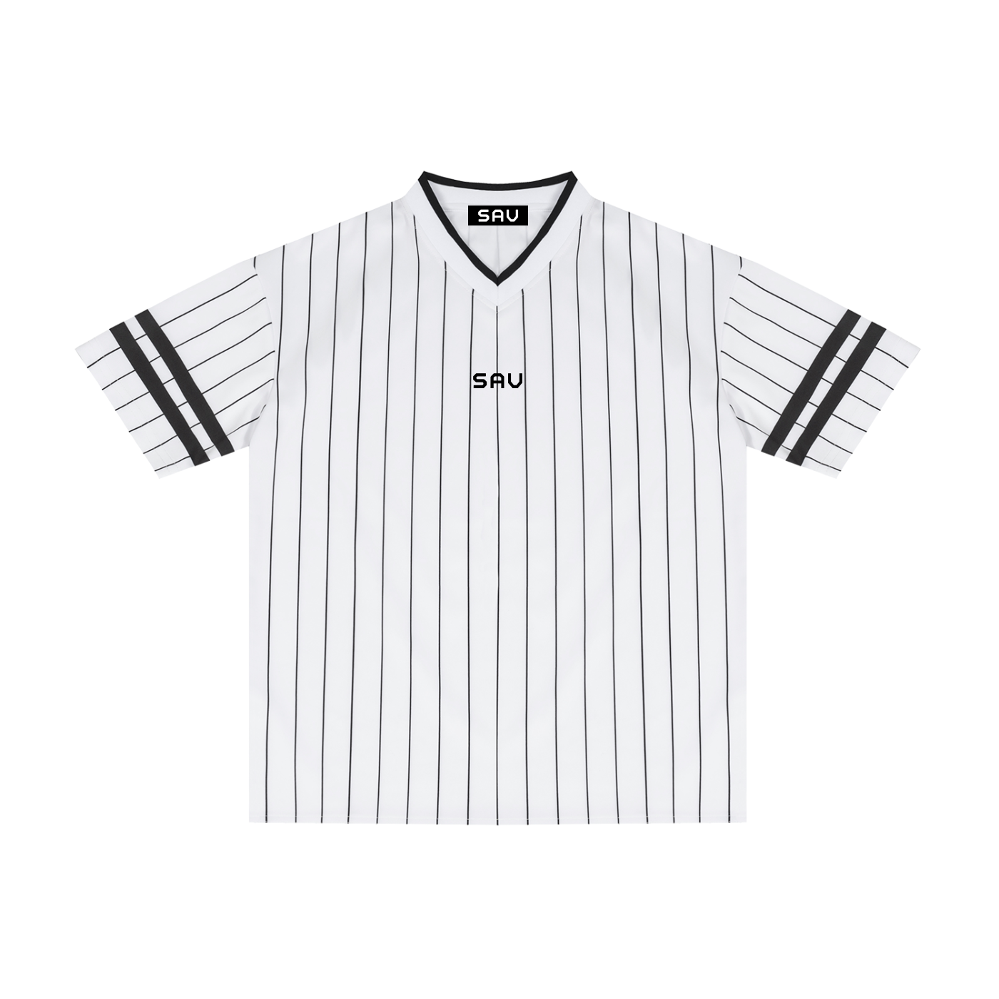 SAV Unisex Striped Loose V-Neck T-Shirt