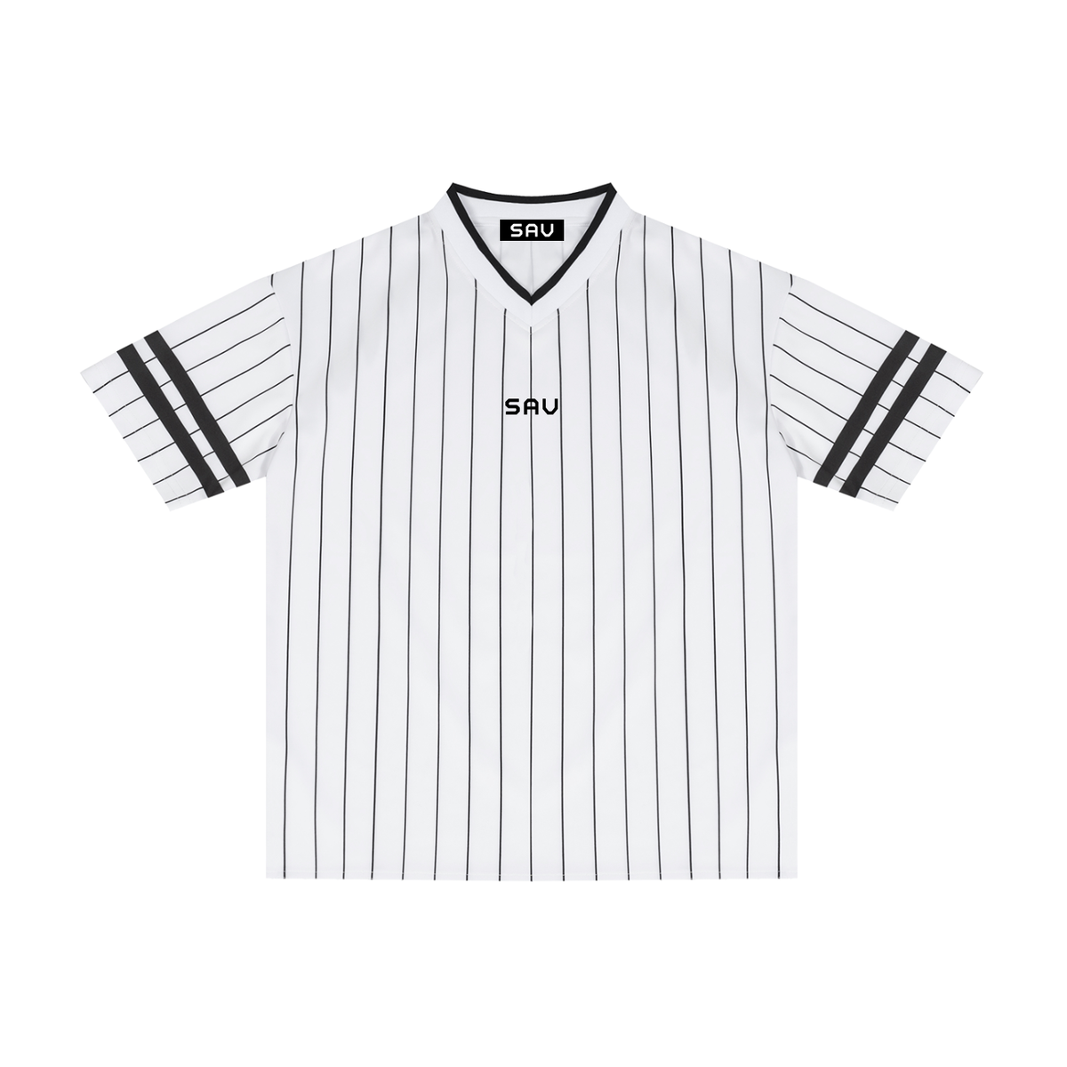 SAV Unisex Striped Loose V-Neck T-Shirt