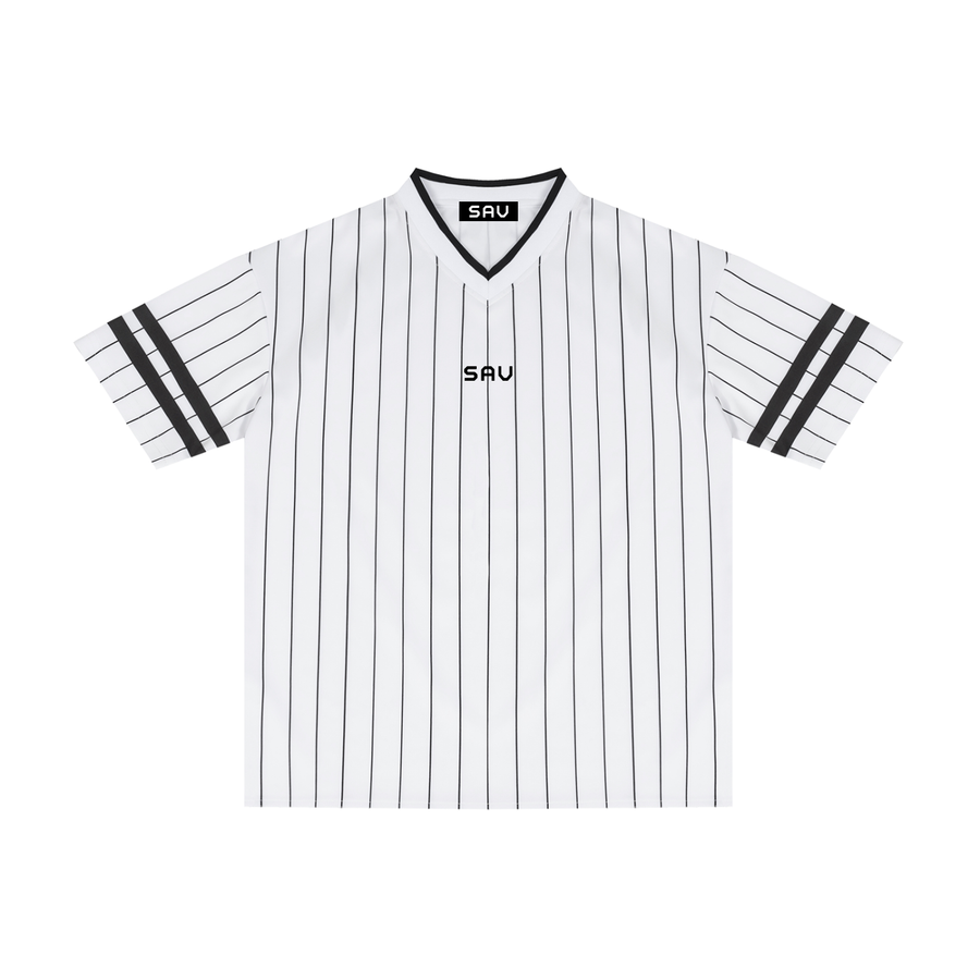 SAV Unisex Striped Loose V-Neck T-Shirt