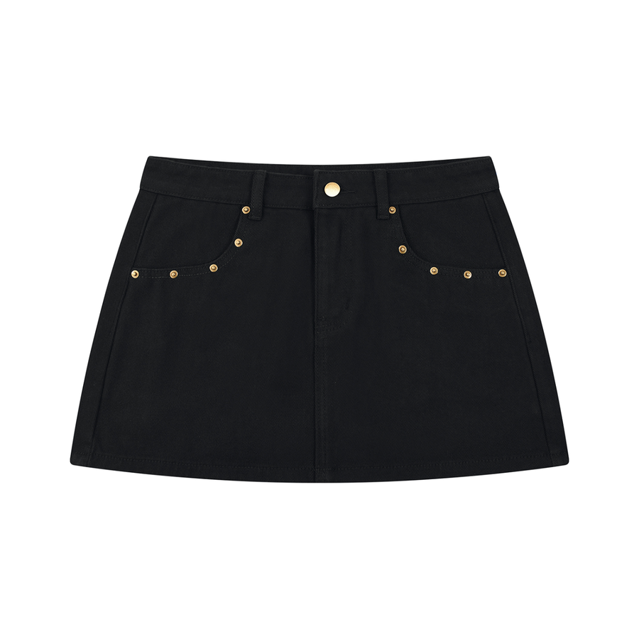 SAV Women's Studded Denim Mini Skirt