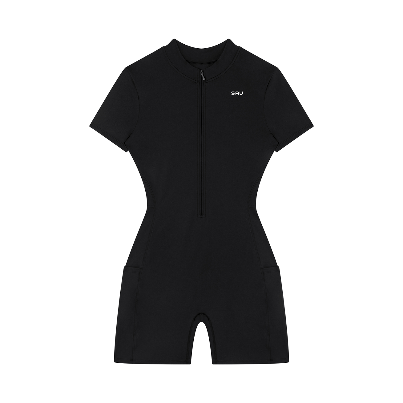 SAV Women's Quarter-Zip Short Sleeve Romper