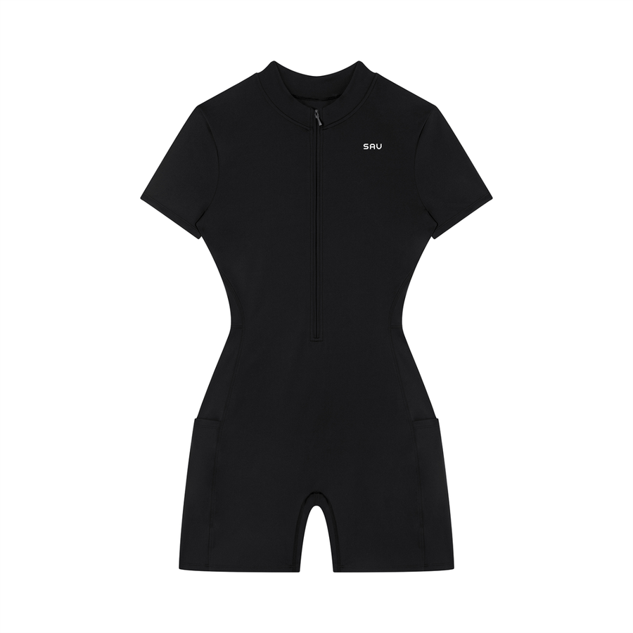 SAV Women's Quarter-Zip Short Sleeve Romper