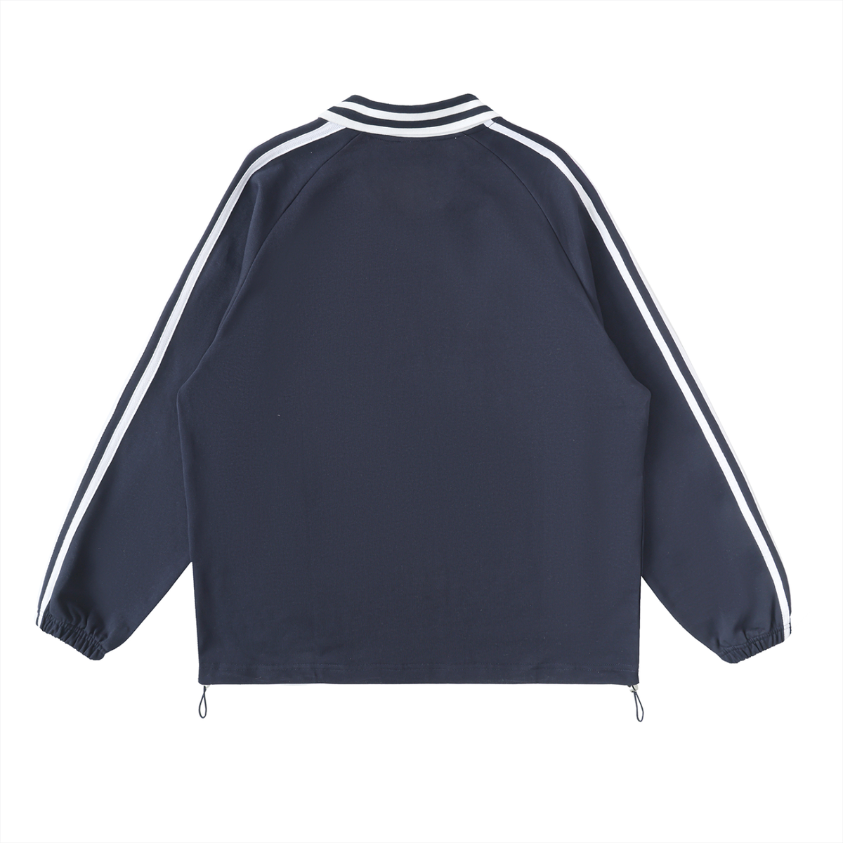 SAV Blank Contrast Striped Lapel Collar Sweatshirt