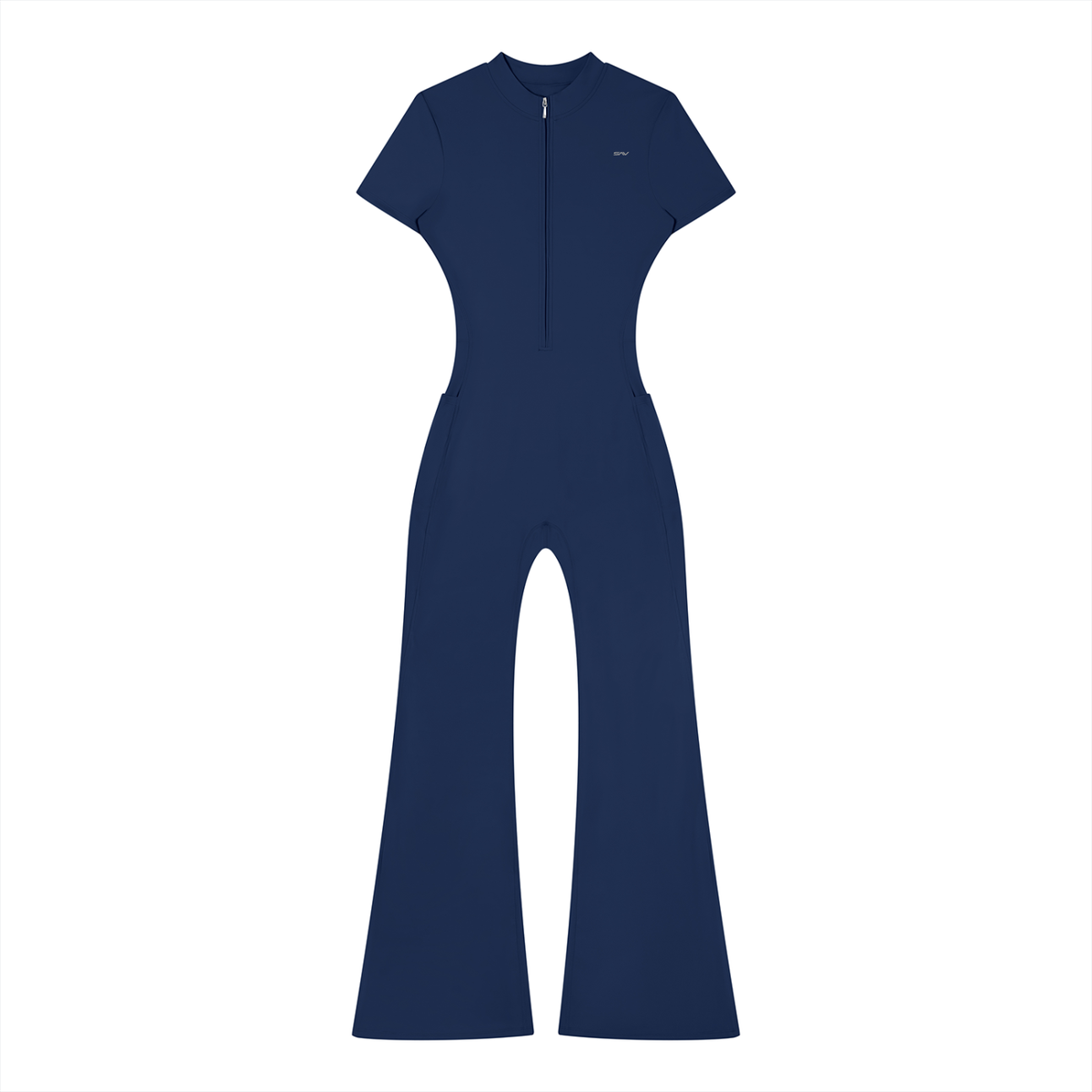 SAV Women’s Tight Flared Leg Quarter-Zip Jumpsuit