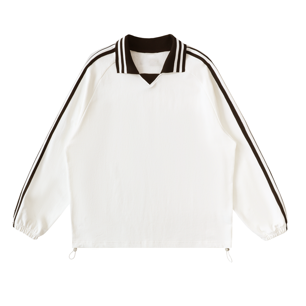 SAV Blank Contrast Striped Lapel Collar Sweatshirt
