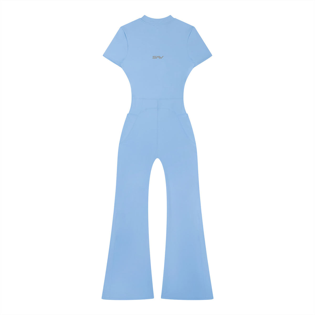 SAV Women’s Tight Flared Leg Quarter-Zip Jumpsuit