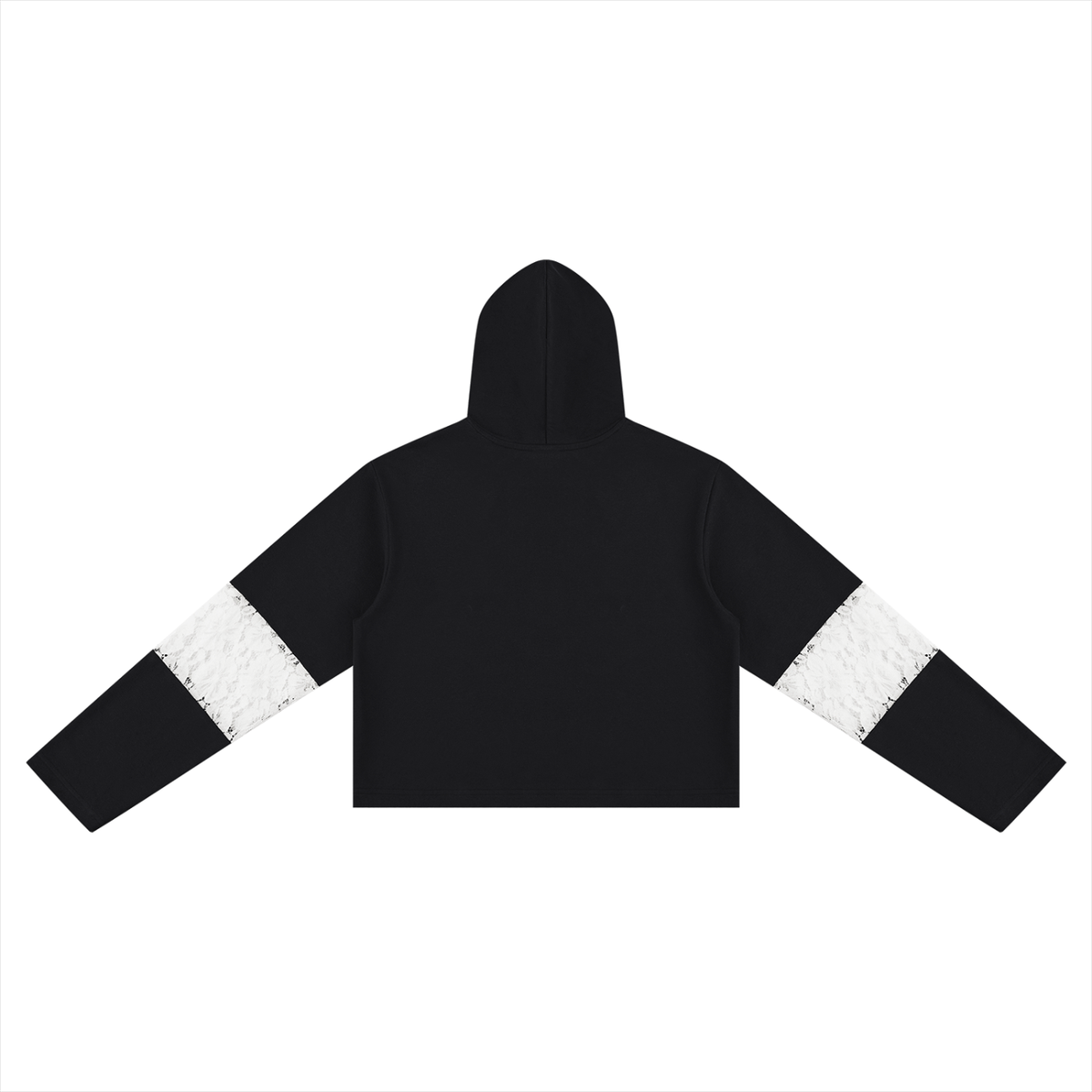 SAV Blank Women’s Cropped Lace-Panel Hoodie