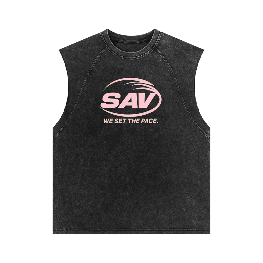 Camiseta sin mangas SAV con efecto lavado de nieve
