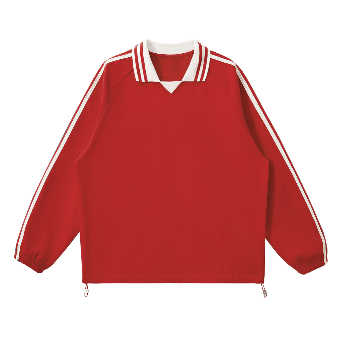 SAV Blank Contrast Striped Lapel Collar Sweatshirt
