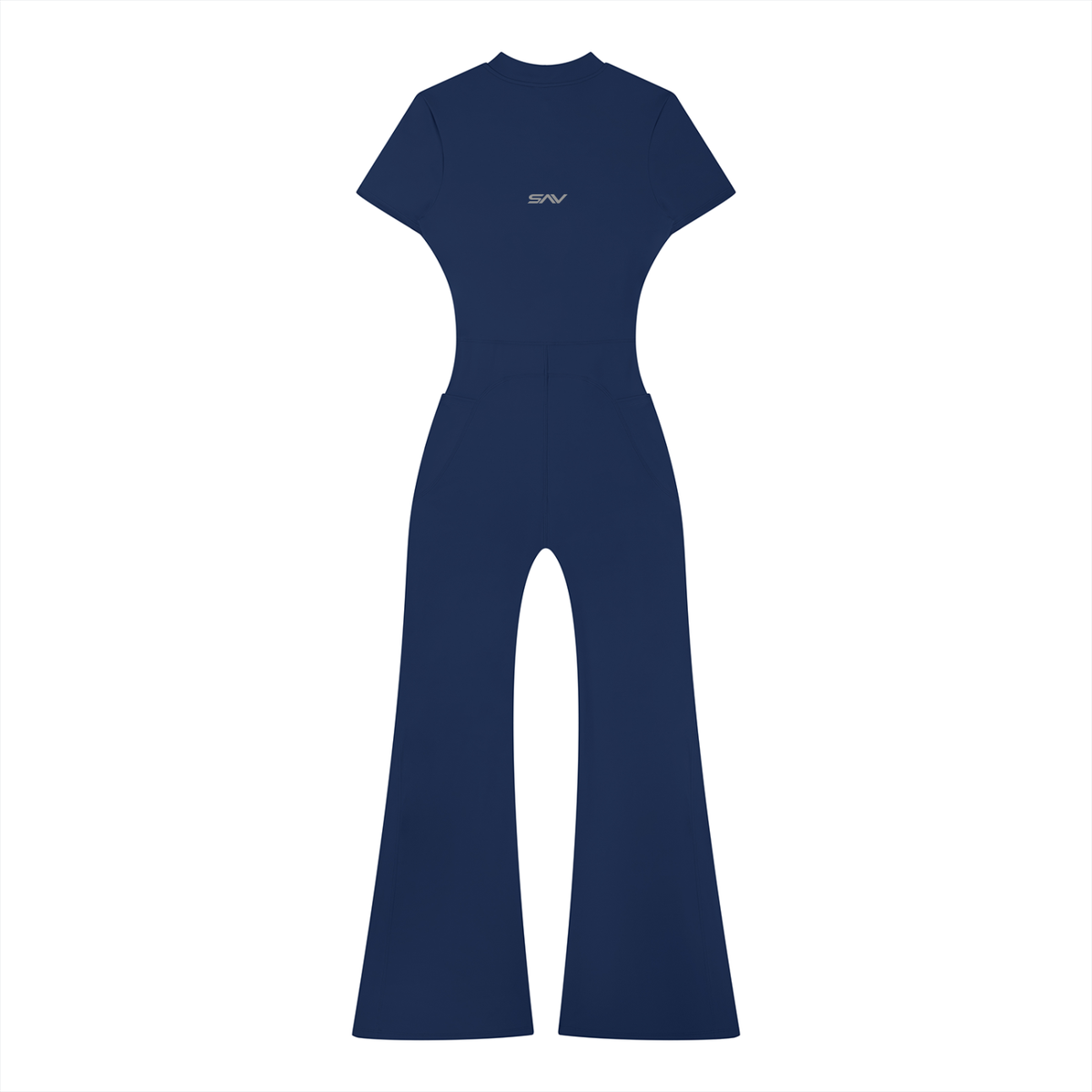 SAV Women’s Tight Flared Leg Quarter-Zip Jumpsuit